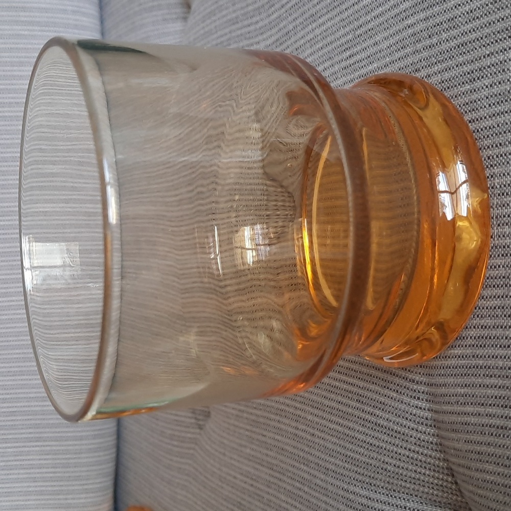 A pair of vintage Yellow Amber Libbey low ball glasses